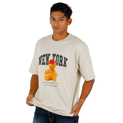 Benhill T-Shirt Pria Oversized Fit Cotton 20s Combed Pendek Cream A419-29968