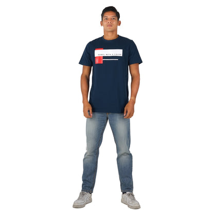 Benhill T-shirt Pria Grafis Katun 30s Combed Pendek Navy A411-A412-29368