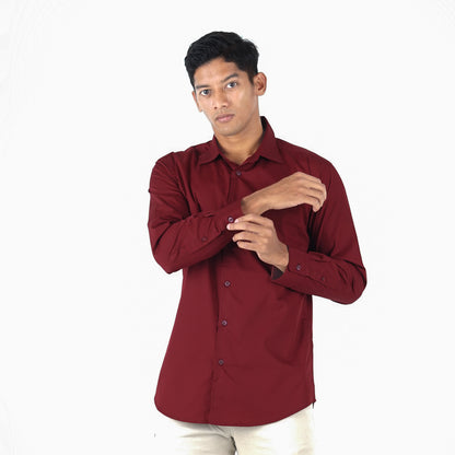 Benhill Kemeja Poplin Extra Fine Cotton Shirt 50331(Mocha,White,Maroon,Army green,Black,Copper brown)