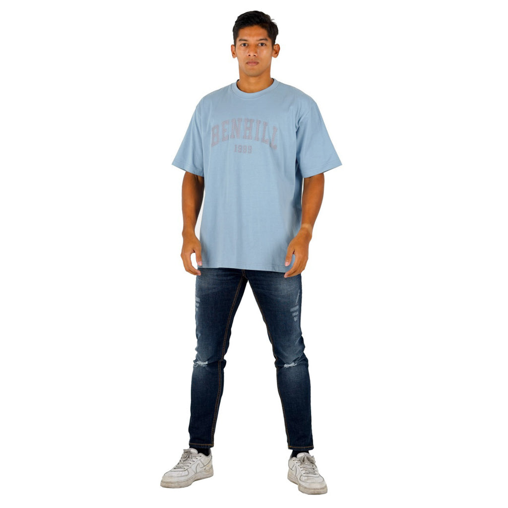 Benhill T-Shirt Pria Oversized Fit Cotton 20s Combed Pendek Dusty Blue A418-29368
