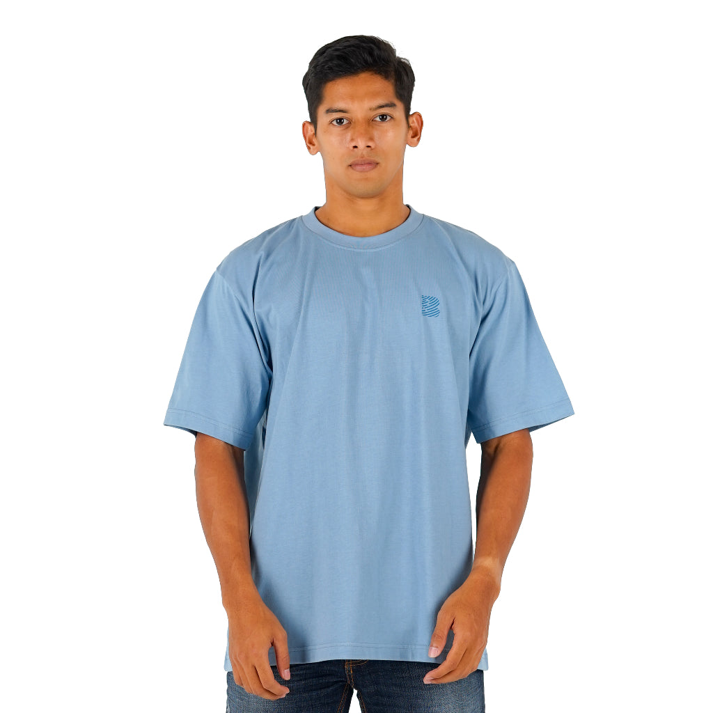 Benhill T-Shirt Pria Oversized Fit Cotton 20s Combed Pendek Dusty Blue A414-29368