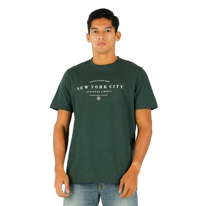 Benhill T-shirt Pria Grafis Katun 30s Combed Pendek Hijau Army A401-29H68