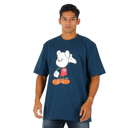 Benhill T-Shirt Pria Oversized Fit Cotton 20s Combed Pendek Navy Blue A413-29368