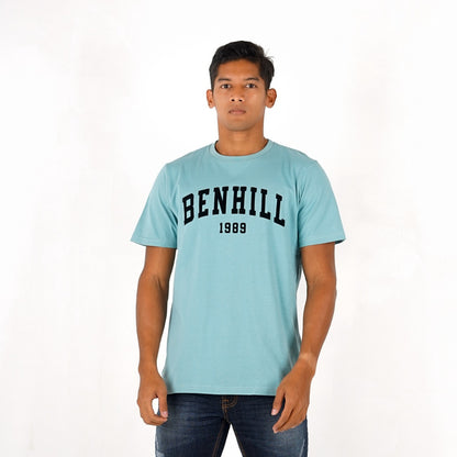 Benhill T-Shirt Pria Grafis Katun 30s Combed Pendek 3 Warna (Brown A86,Mint green A88,Hjiau botol A90)