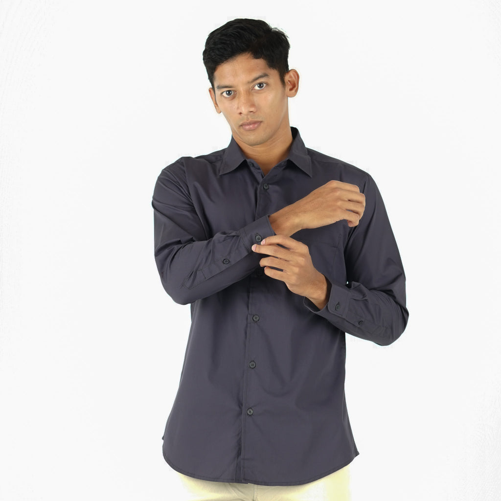Benhill Kemeja Poplin Extra Fine Cotton Shirt  50331 (Royal blue,Blue steel,Navy,Lilac,Charcoal)