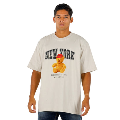 Benhill T-Shirt Pria Oversized Fit Cotton 20s Combed Pendek Cream A419-29968