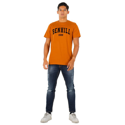 Benhill T-Shirt Pria Grafis Katun 30s Combed Pendek 3 Warna (Brown A86,Mint green A88,Hjiau botol A90)
