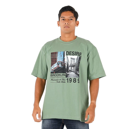 Benhill T-Shirt Pria Oversized Fit Cotton 20s Combed Pendek Sage A416-29768