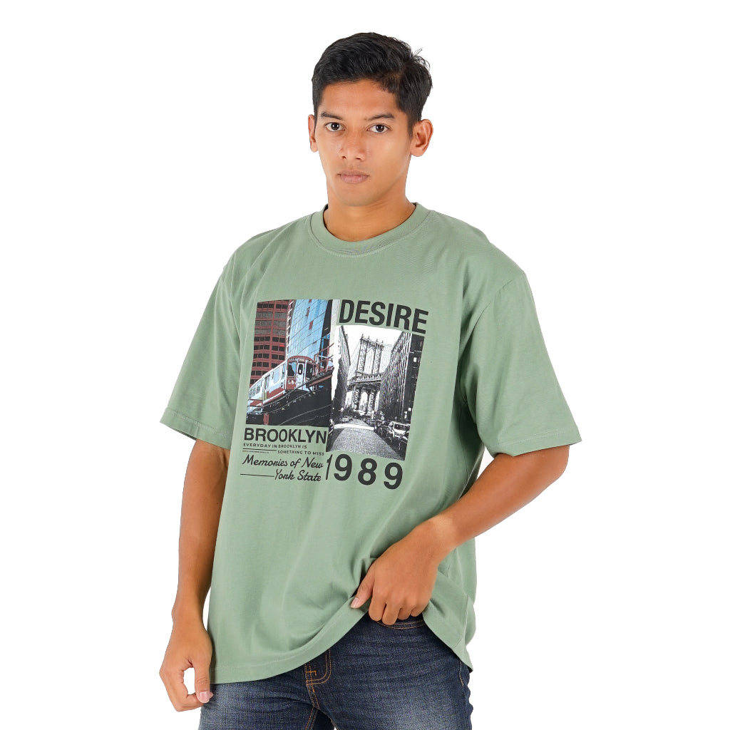 Benhill T-Shirt Pria Oversized Fit Cotton 20s Combed Pendek Sage A416-29768