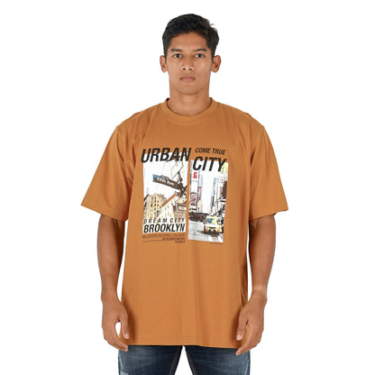 Benhill T-Shirt Pria Oversized Fit Cotton 20s Combed Pendek  Cocoa Brown A415-29I68