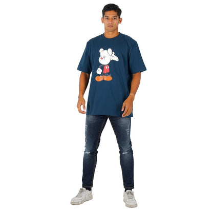 Benhill T-Shirt Pria Oversized Fit Cotton 20s Combed Pendek Navy Blue A413-29368