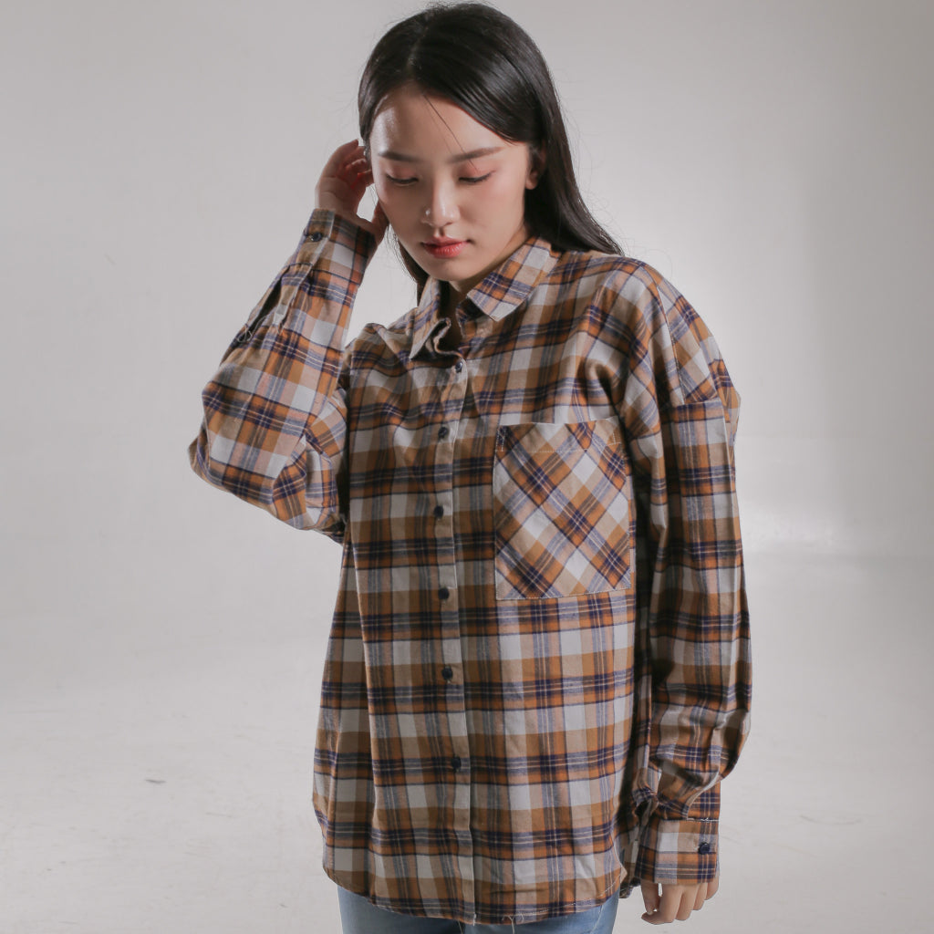 Benhill Oversized Flannel Kotak Coklat A256-115-115