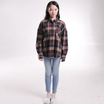 Benhill Oversized Flannel Kotak Coklat A259-1151P