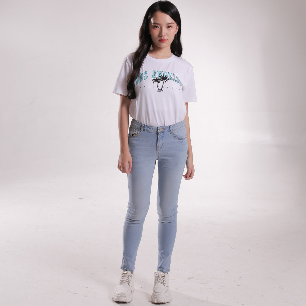 Benhill  Celana Panjang Wanita Jeans Stretch Skinny Light Blue A133-A134