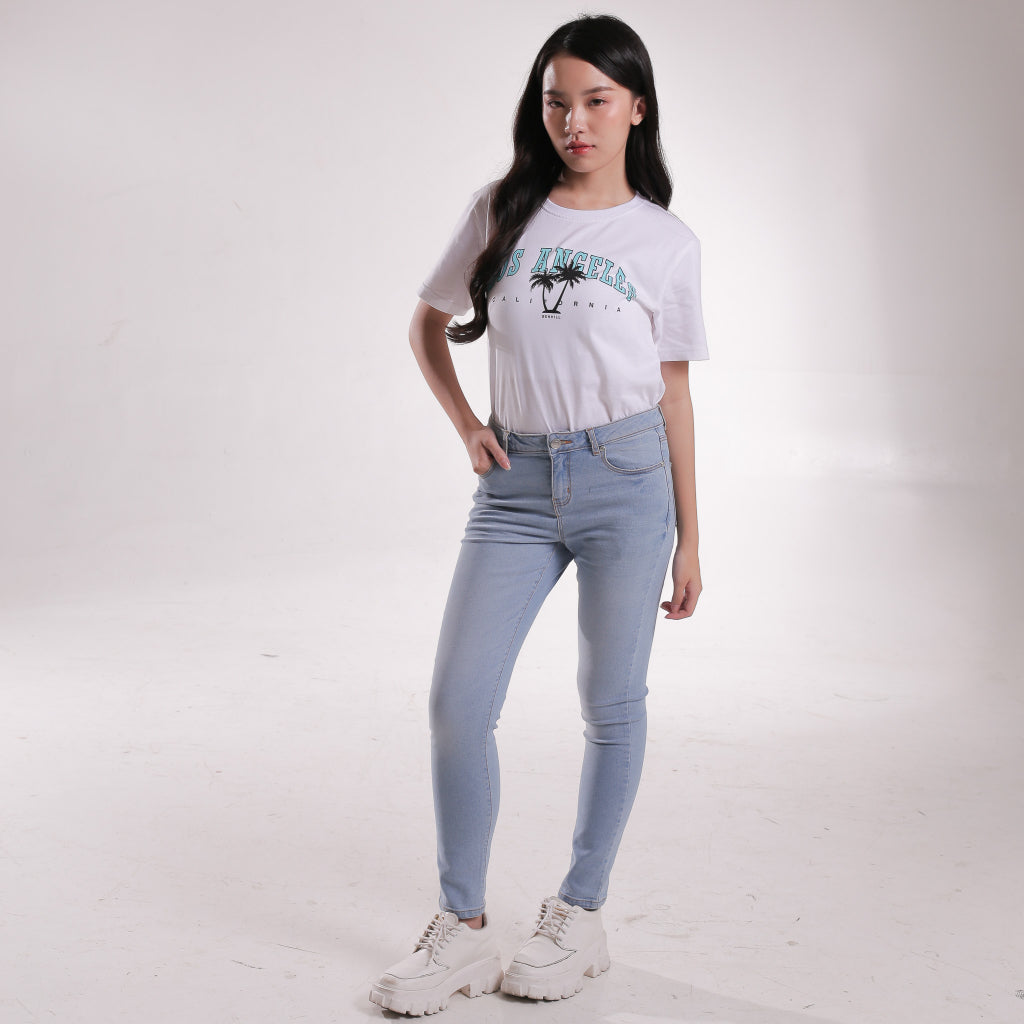 Benhill  Celana Panjang Wanita Jeans Stretch Skinny Light Blue A133-A134