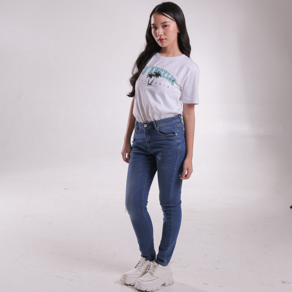 Benhill  Celana Panjang Wanita Jeans Stretch Skinny Dark Blue A135-A136