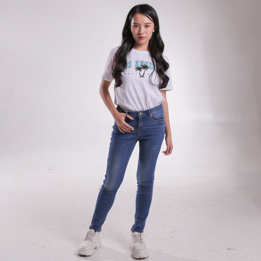 Benhill  Celana Panjang Wanita Jeans Stretch Skinny Dark Blue A135-A136