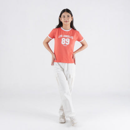 Benhill T-shirt Wanita Grafis Pendek Salmon - Black A585-A583