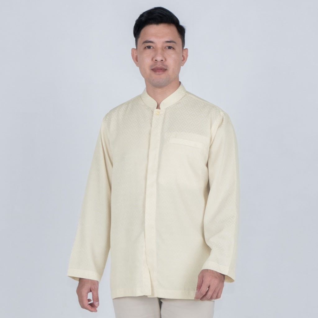 Benhill Kemeja Koko Pria "Tenun Sultan" Dobby Panjang Beige 29934-36909