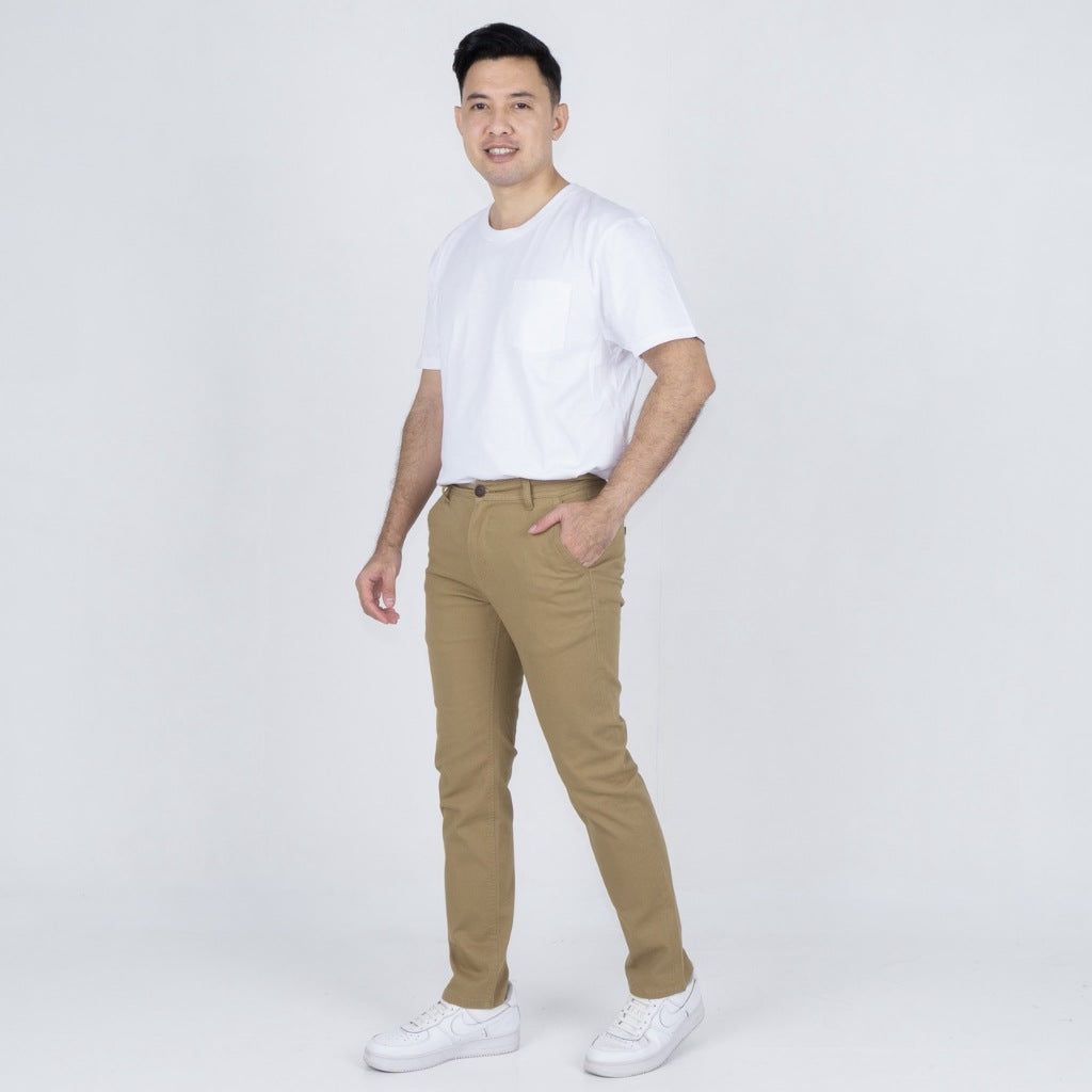 Benhill Celana Pria Panjang Chino Pants Slim Fit Katun Stretch Peanut Brown 51212-13-325