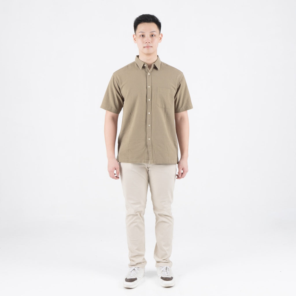 Benhill Kemeja Pria Polos Linen Pendek 5 Warna 27098-50329-51465