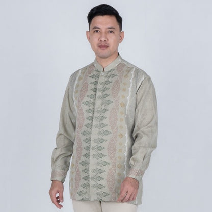 Benhill Kemeja Koko Pria "Tenun Sultan" Dobby Printing Panjang Olive 51039-36H09