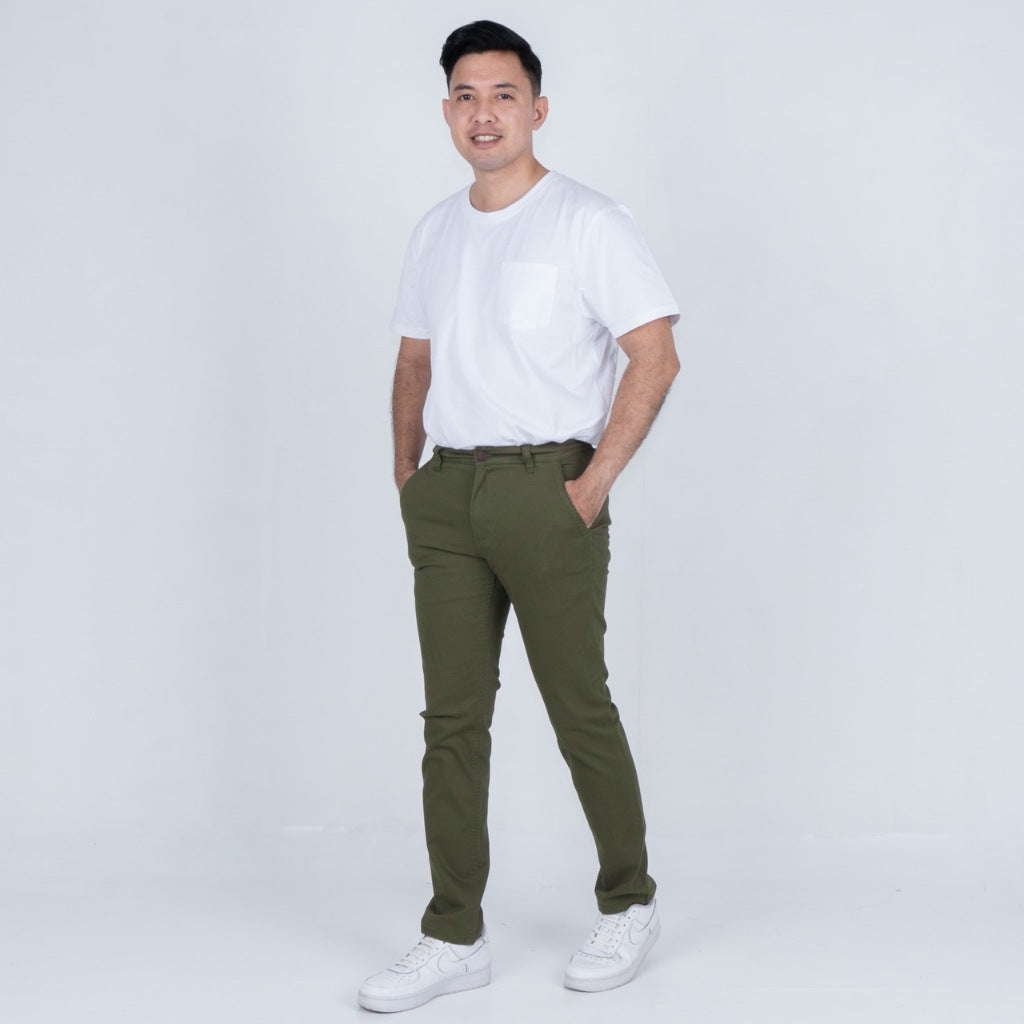 Benhill Celana Pria Panjang Chino Pants Slim Fit Katun Stretch Moss Green 51218-19-32H23