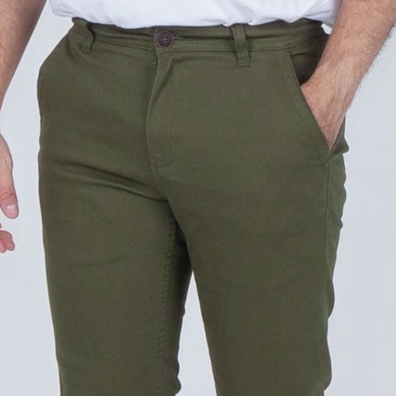 Benhill Celana Pria Panjang Chino Pants Slim Fit Katun Stretch Moss Green 51218-19-32H23