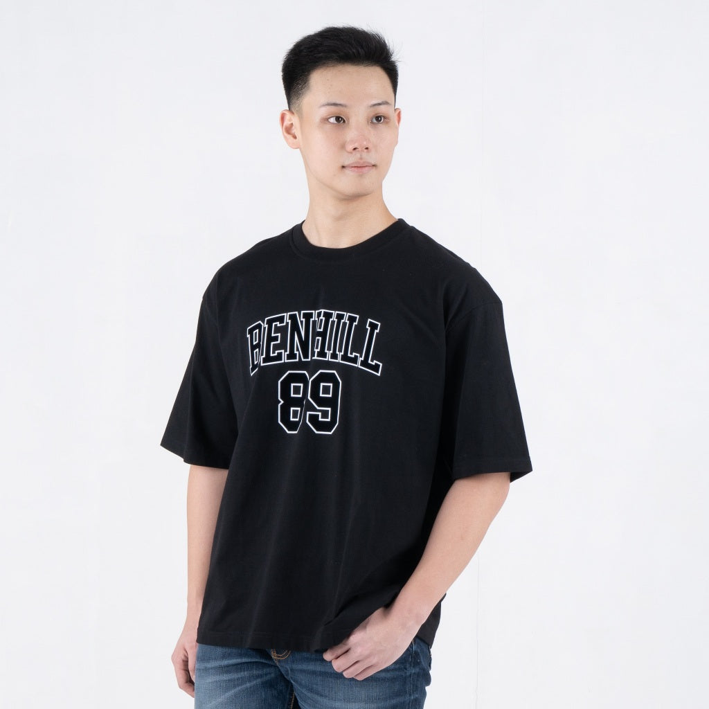 Benhill T-Shirt Pria Oversized Fit Cotton 20s Combed Pendek Black A460-39268