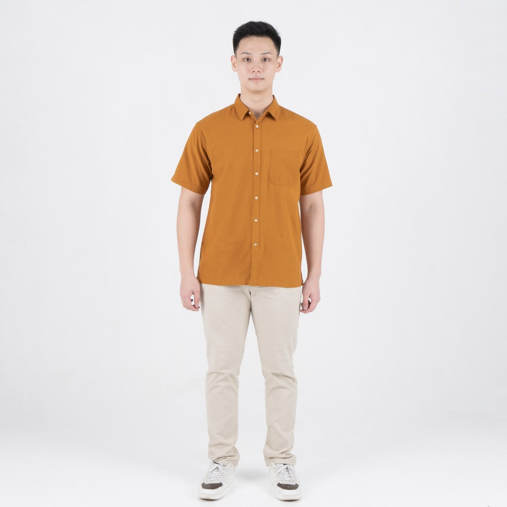 Benhill Kemeja Pria Polos Linen Pendek 5 Warna 27059-50329-51465