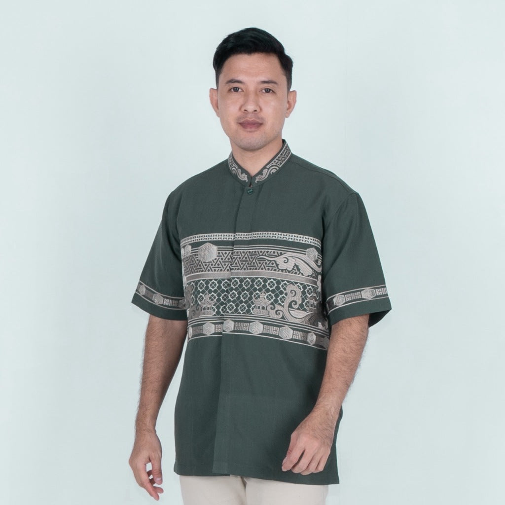 Benhill Taqwa Koko Bordir Pria Pendek Green 2509-10-11-327