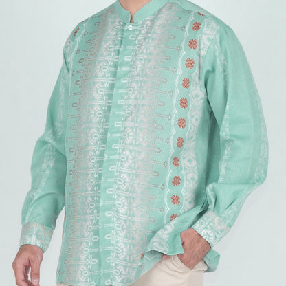 Benhill Kemeja Koko Pria "Tenun Sultan" Dobby Printing Panjang  Mint 51041-36Y09