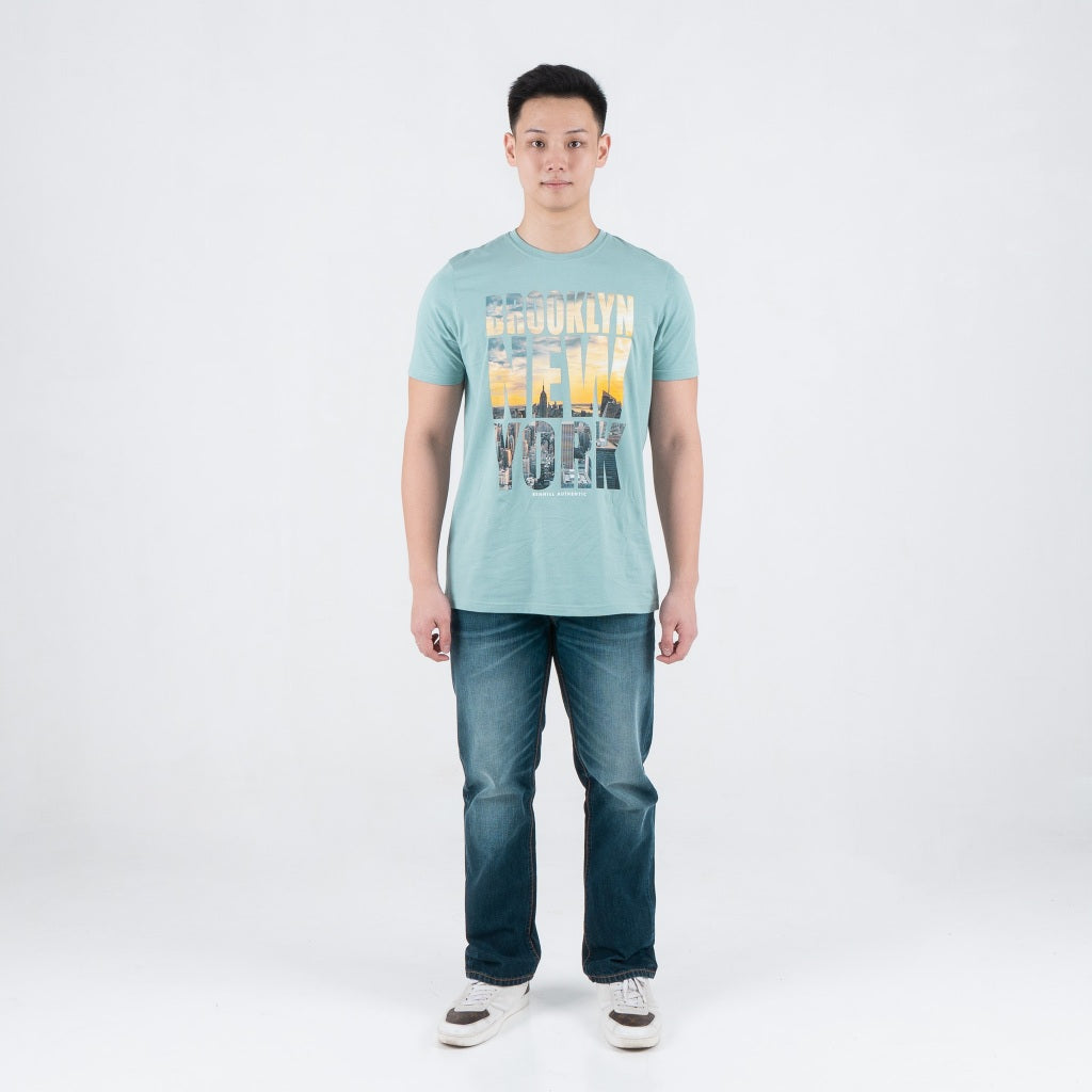 Benhill T-shirt Pria Grafis Katun 30s Combed Pendek Telur Asin A485-39768