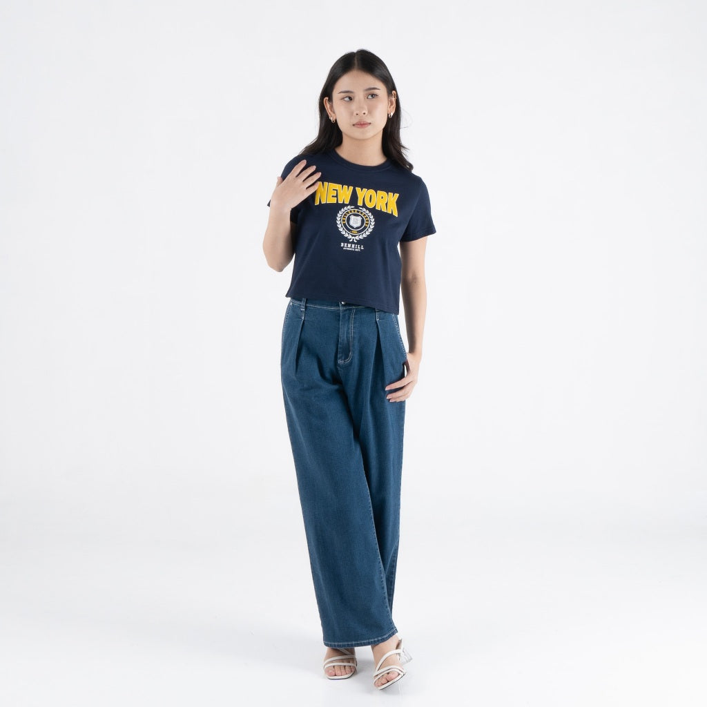 Benhill T-shirt Wanita Crop Top  Navy A589-39G86