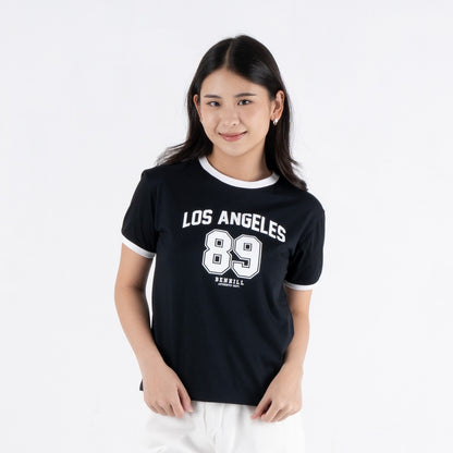 Benhill T-shirt Wanita Grafis Pendek Salmon - Black A585-A583