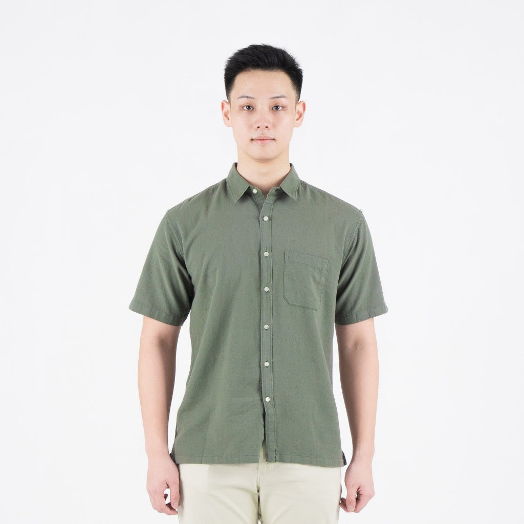 Benhill Kemeja Pria Polos Linen Pendek 5 Warna 27098-50329-51465