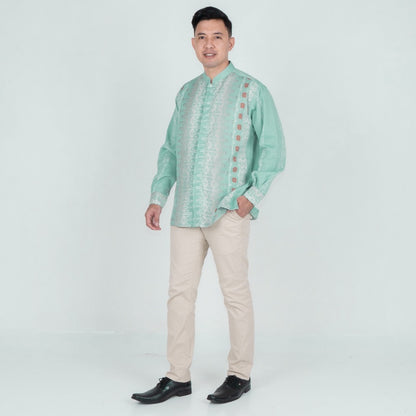 Benhill Kemeja Koko Pria "Tenun Sultan" Dobby Printing Panjang  Mint 51041-36Y09