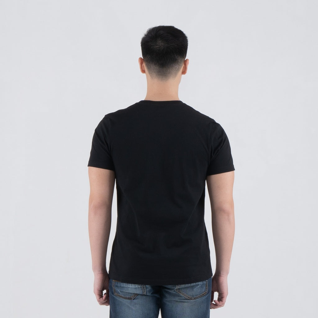 Benhill T-shirt Pria Grafis Katun 30s Combed Pendek Black A483-39268