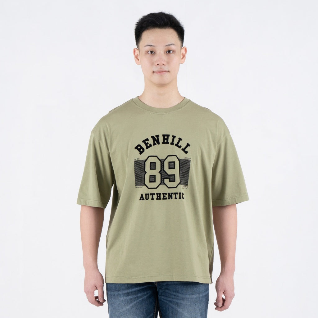 Benhill T-Shirt Pria Oversized Fit Cotton 20s Combed Pendek Olive A462-39768