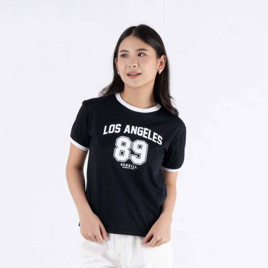 Benhill T-shirt Wanita Grafis Pendek Salmon - Black A585-A583