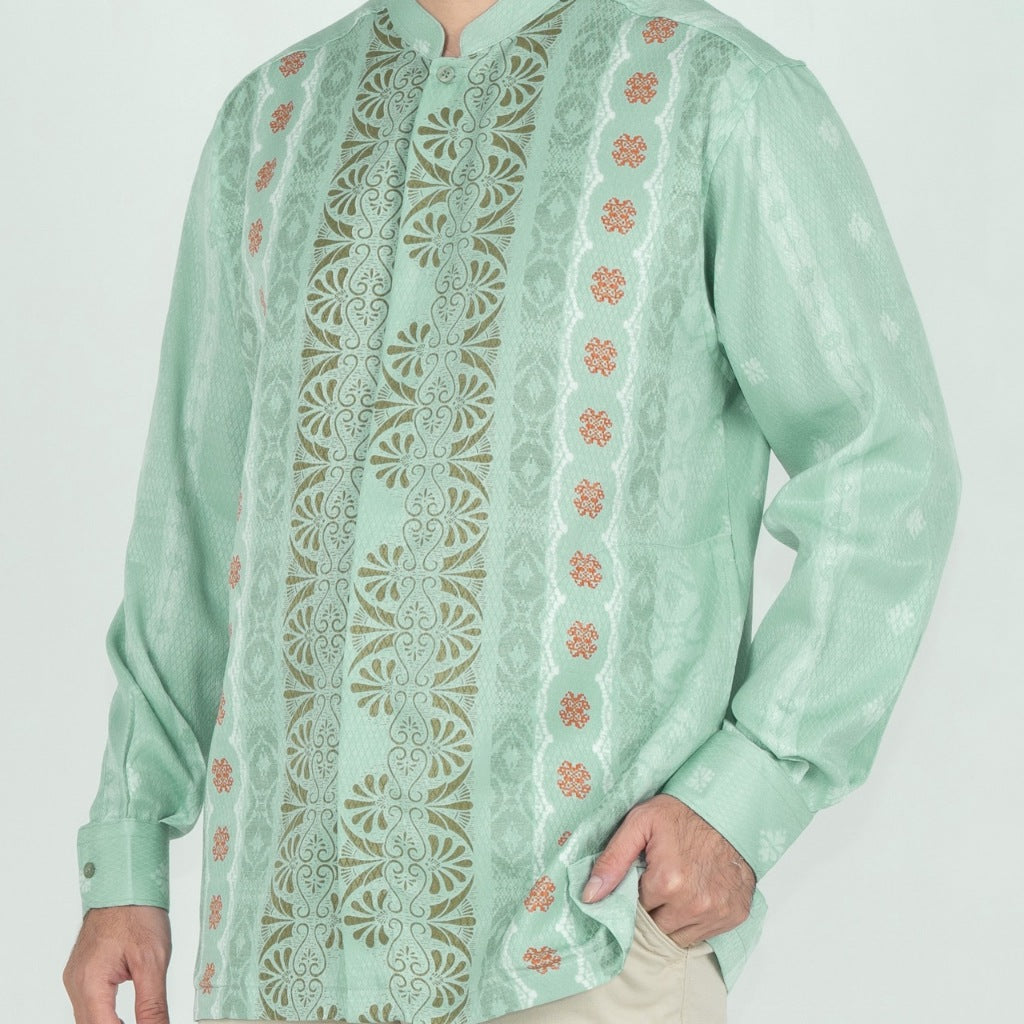 Benhill Kemeja Koko Pria "Tenun Sultan" Dobby Printing Panjang Mint 51027-36Y09
