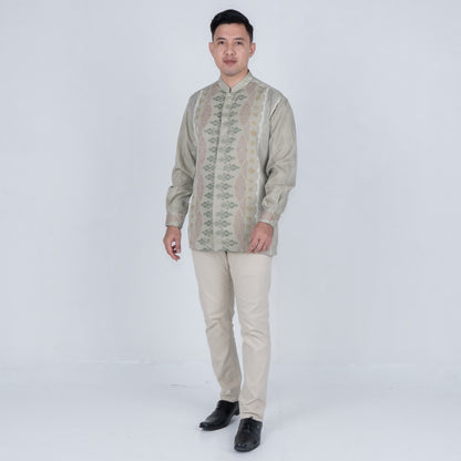 Benhill Kemeja Koko Pria "Tenun Sultan" Dobby Printing Panjang Olive 51039-36H09