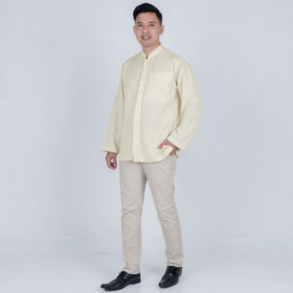 Benhill Kemeja Koko Pria "Tenun Sultan" Dobby Panjang Beige 29934-36909