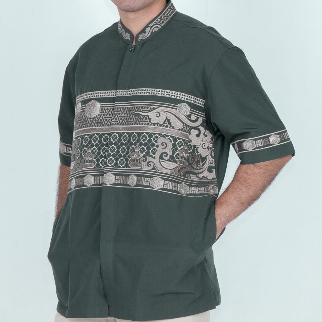 Benhill Taqwa Koko Bordir Pria Pendek Green 2509-10-11-327