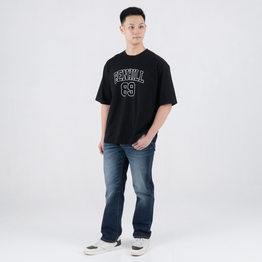 Benhill T-Shirt Pria Oversized Fit Cotton 20s Combed Pendek Black A460-39268