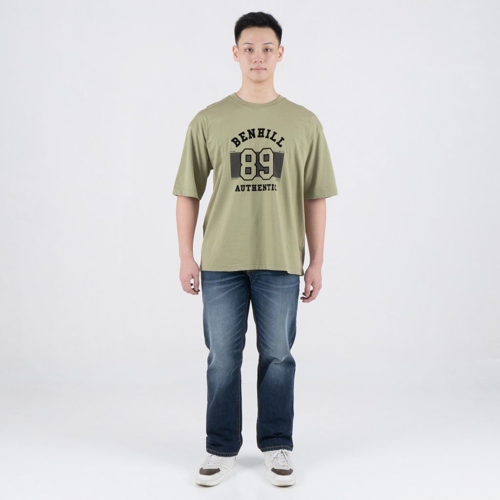 Benhill T-Shirt Pria Oversized Fit Cotton 20s Combed Pendek Olive A462-39768