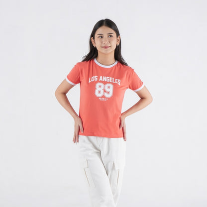 Benhill T-shirt Wanita Grafis Pendek Salmon - Black A585-A583