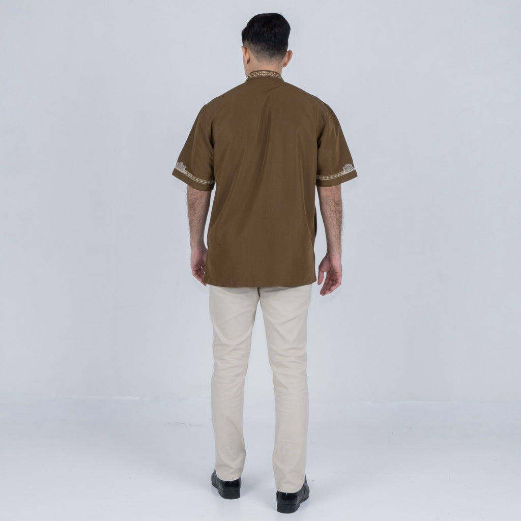 Benhill Taqwa Koko Bordir Pria Pendek Coklat Tua 2526-27-28-41-325