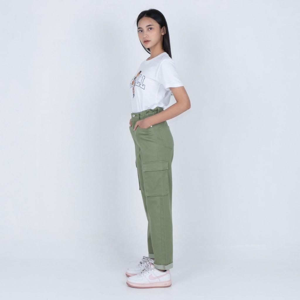 Benhill Celana "Miso" Wanita Cotton Stretch High Waist Cargo Pants Army A527-2270Y