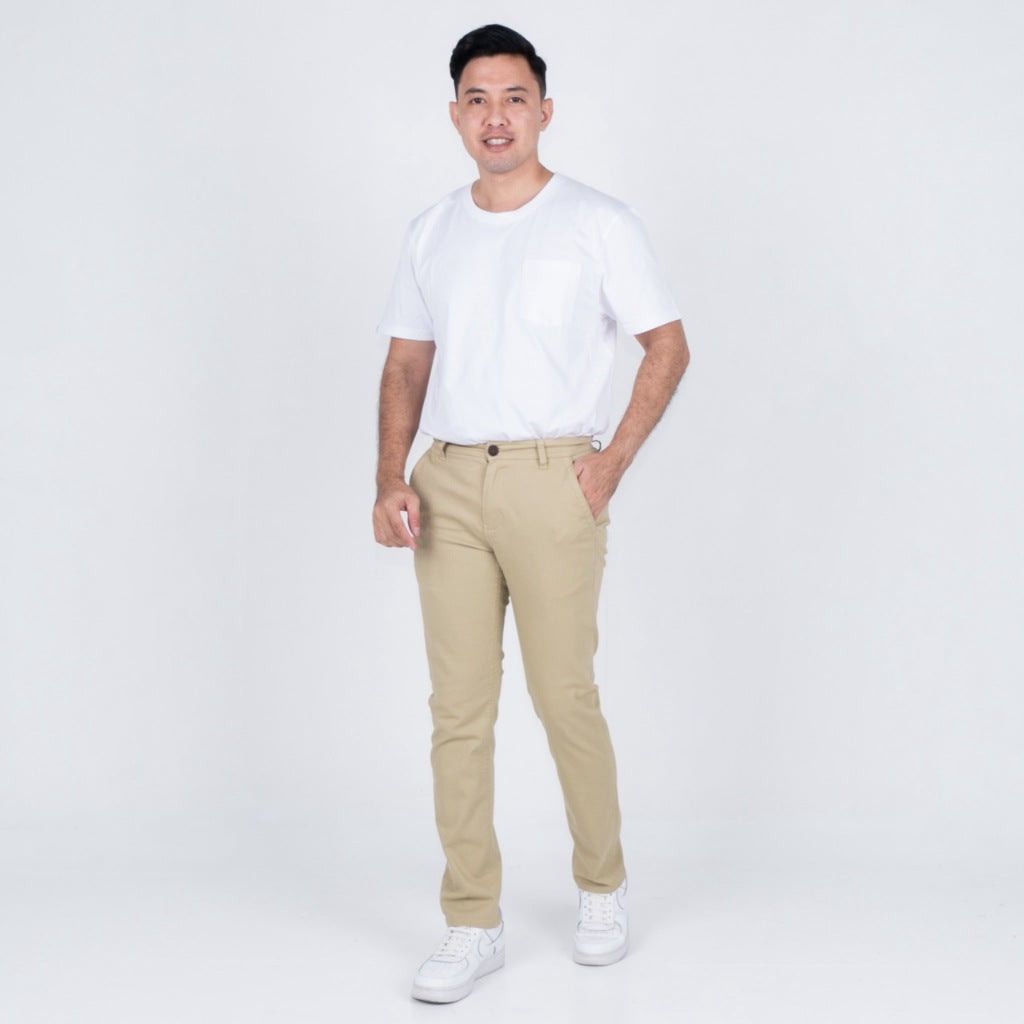 Benhill Celana Pria Panjang Chino Pants Slim Fit Katun Stretch Sand 51214-15-325